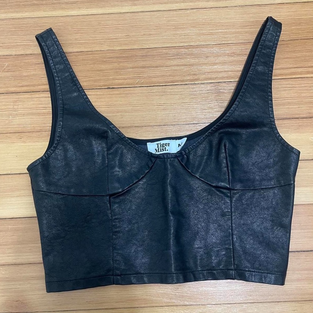 Tiger mist faux leather top size medium!